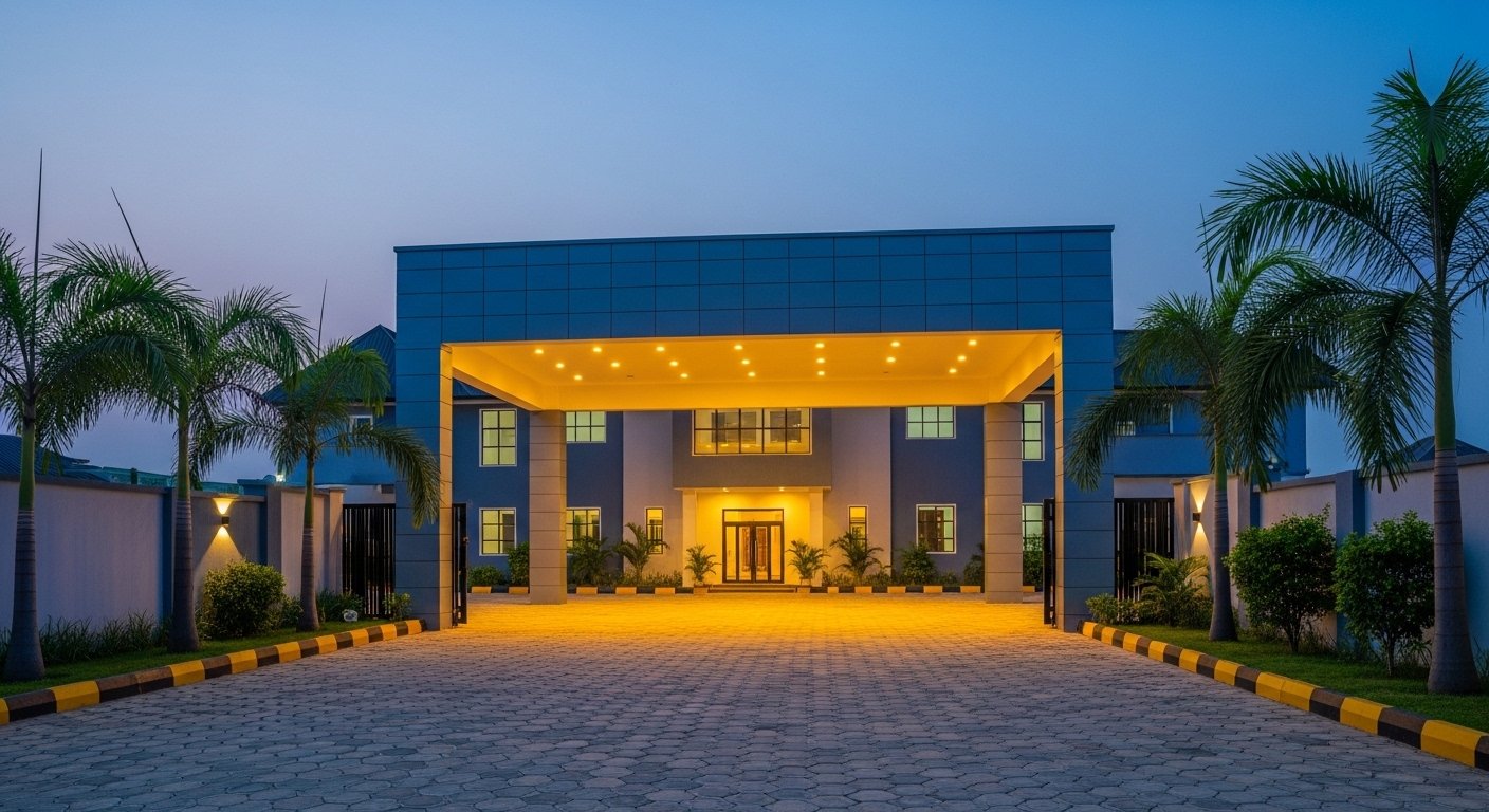 Evbodan Hall Evening Exterior Ambiance